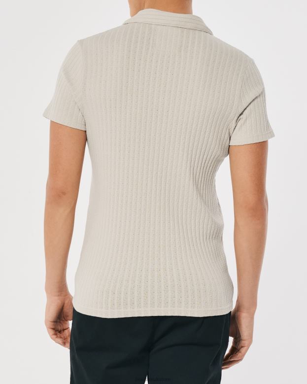 Tops Hollister Men Knit Johnny Collar Polo 48820953 Tan