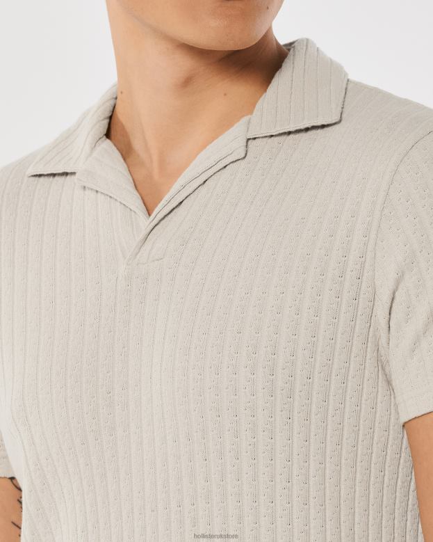 Tops Hollister Men Knit Johnny Collar Polo 48820953 Tan