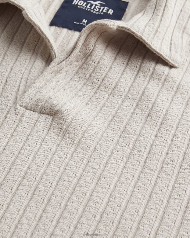 Tops Hollister Men Knit Johnny Collar Polo 48820953 Tan