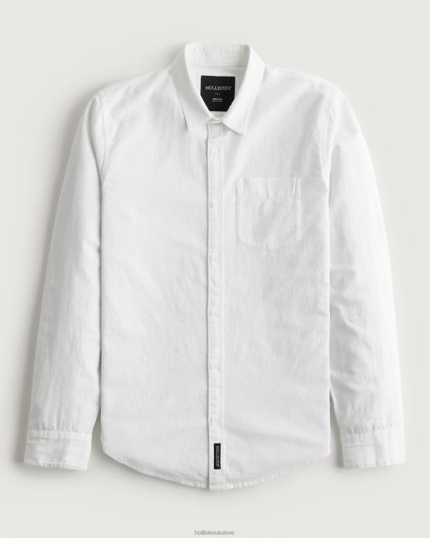 Tops Hollister Men Linen Blend Shirt 48820918 White