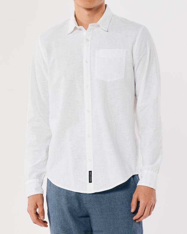 Tops Hollister Men Linen Blend Shirt 48820918 White