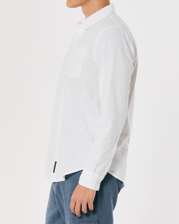 Tops Hollister Men Linen Blend Shirt 48820918 White
