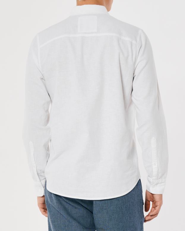 Tops Hollister Men Linen Blend Shirt 48820918 White