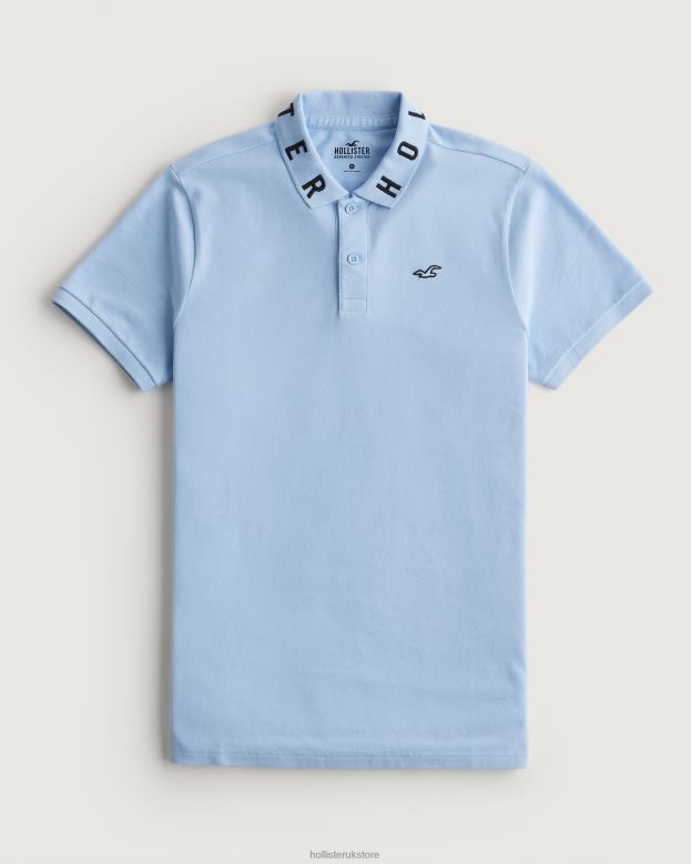 Tops Hollister Men Logo Collar Polo 48820821 Light Blue