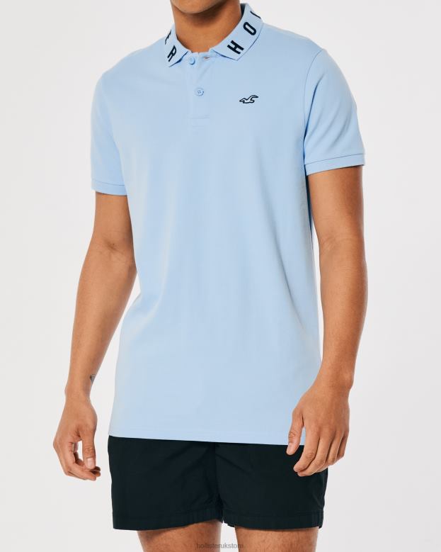 Tops Hollister Men Logo Collar Polo 48820821 Light Blue