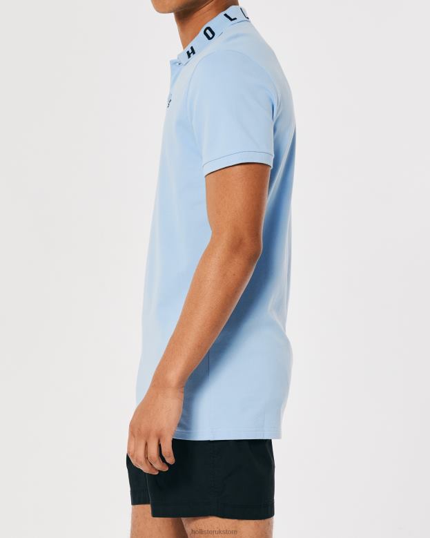 Tops Hollister Men Logo Collar Polo 48820821 Light Blue