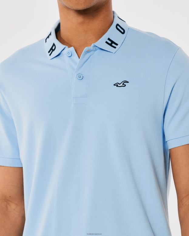 Tops Hollister Men Logo Collar Polo 48820821 Light Blue