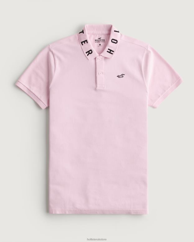 Tops Hollister Men Logo Collar Polo 48820859 Pink