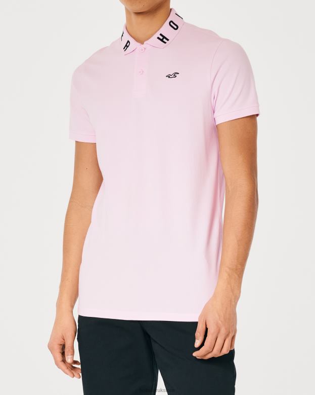 Tops Hollister Men Logo Collar Polo 48820859 Pink