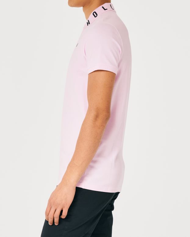 Tops Hollister Men Logo Collar Polo 48820859 Pink