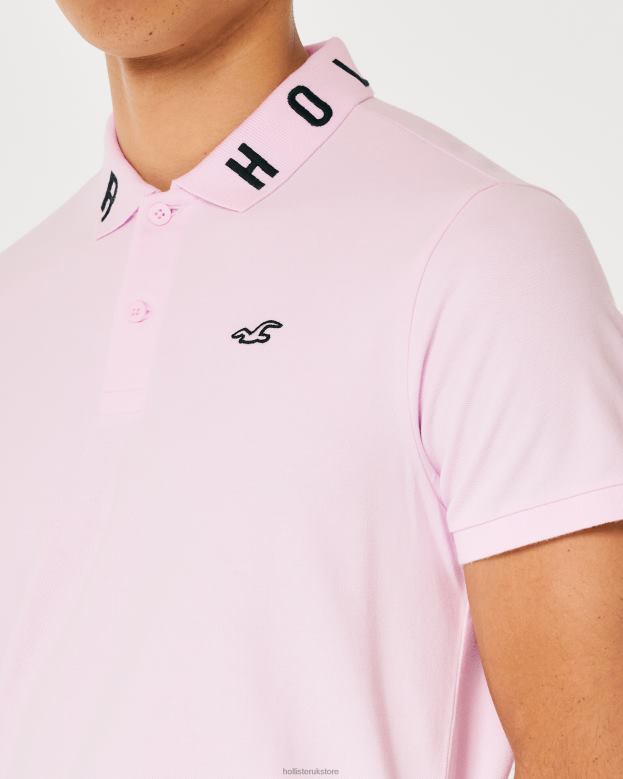 Tops Hollister Men Logo Collar Polo 48820859 Pink
