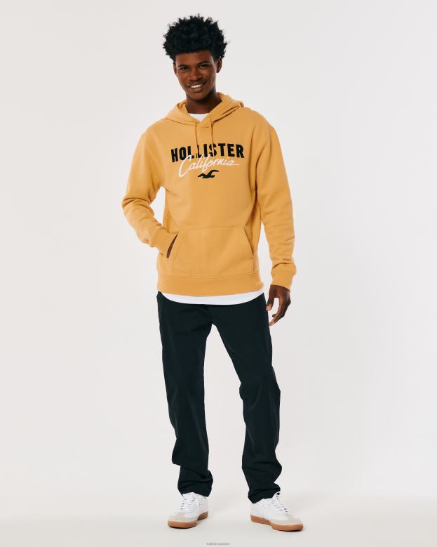 Tops Hollister Men Logo Graphic Hoodie 488201017 Yellow