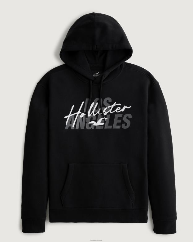 Tops Hollister Men Logo Graphic Hoodie 488201019 Black