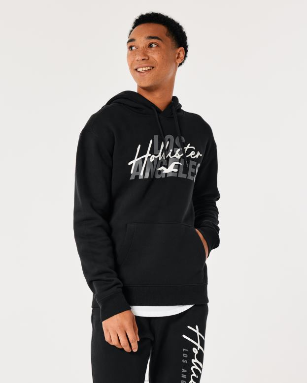 Tops Hollister Men Logo Graphic Hoodie 488201019 Black