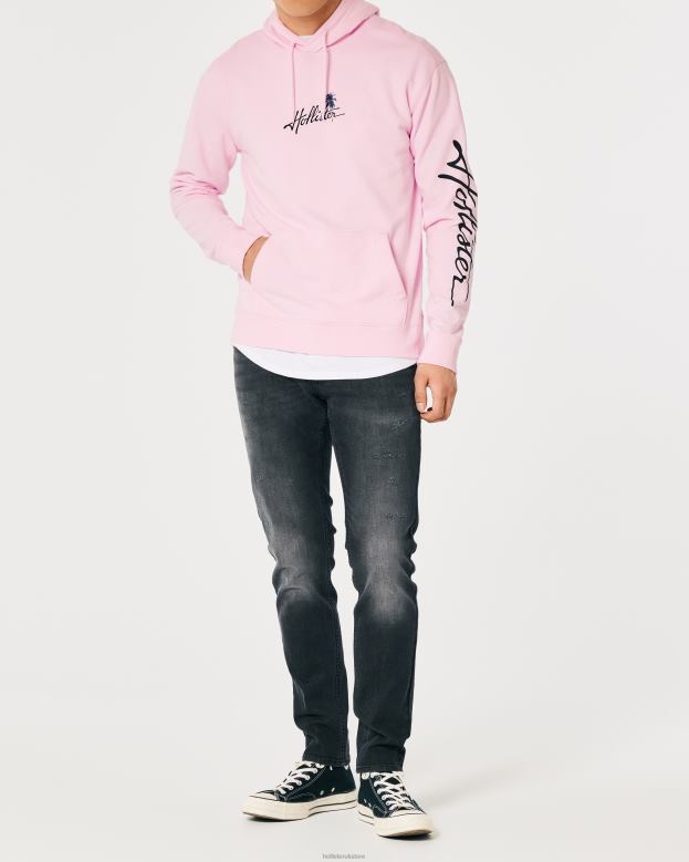Tops Hollister Men Logo Graphic Hoodie 488201024 Pink