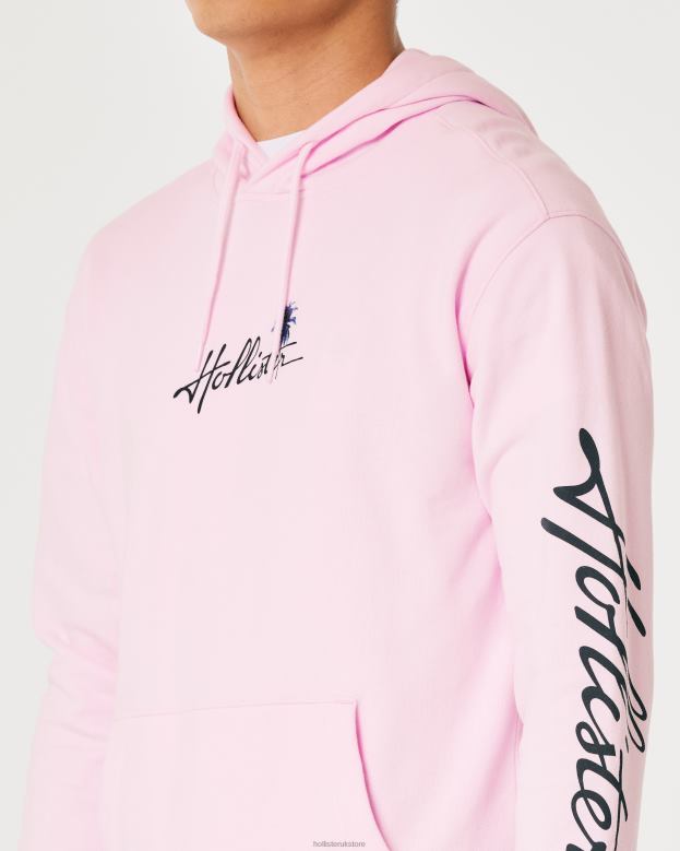 Tops Hollister Men Logo Graphic Hoodie 488201024 Pink