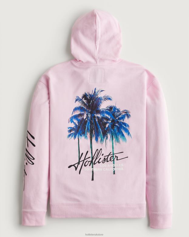 Tops Hollister Men Logo Graphic Hoodie 488201024 Pink