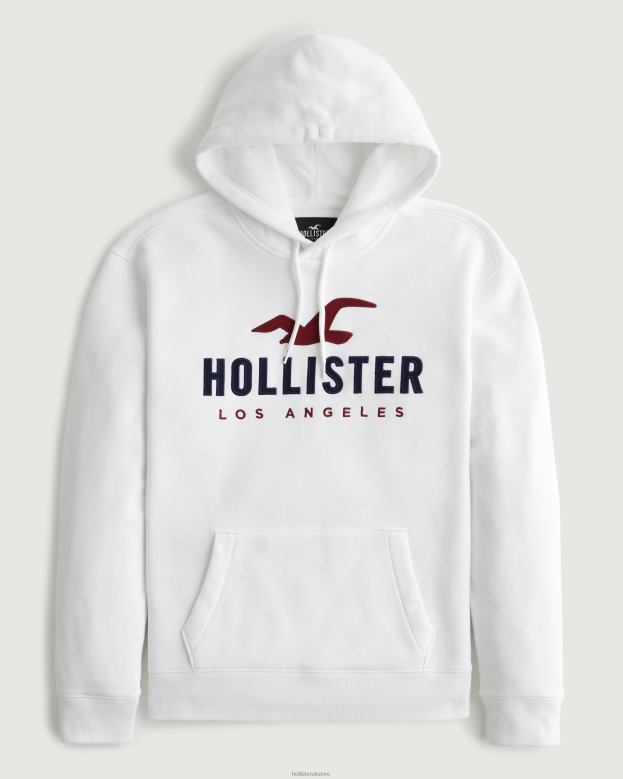 Tops Hollister Men Logo Graphic Hoodie 488201053 White