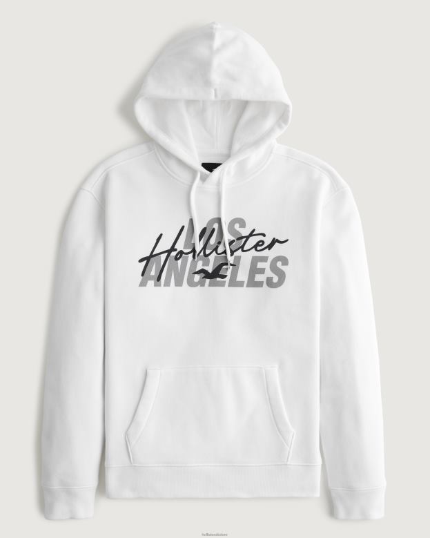 Tops Hollister Men Logo Graphic Hoodie 488201062 White