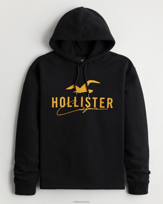 Tops Hollister Men Logo Graphic Hoodie 488201064 Black