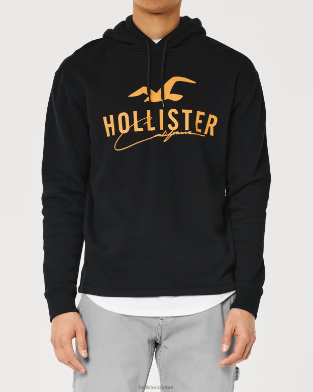 Tops Hollister Men Logo Graphic Hoodie 488201064 Black