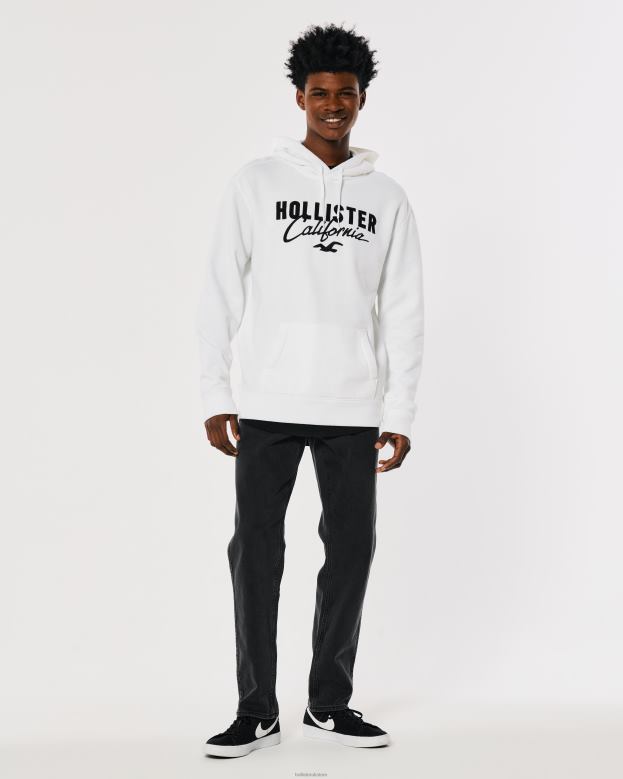 Tops Hollister Men Logo Graphic Hoodie 48820900 White