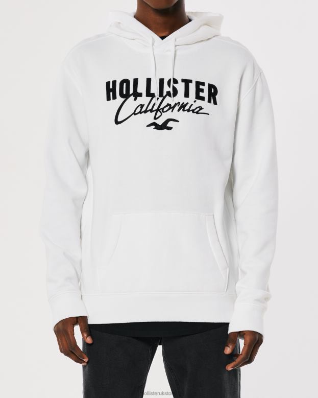 Tops Hollister Men Logo Graphic Hoodie 48820900 White