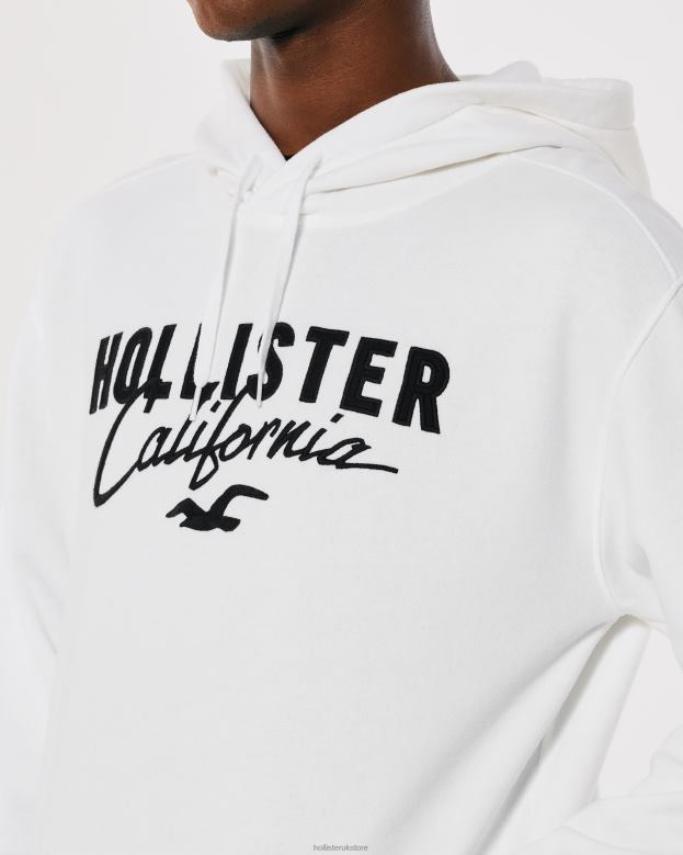 Tops Hollister Men Logo Graphic Hoodie 48820900 White