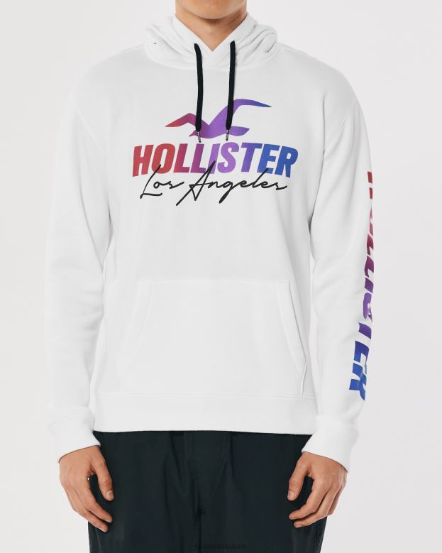 Tops Hollister Men Logo Graphic Hoodie 48820935 White