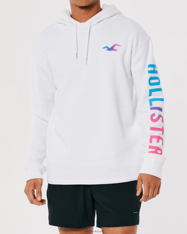 Tops Hollister Men Logo Graphic Hoodie 48820948 White