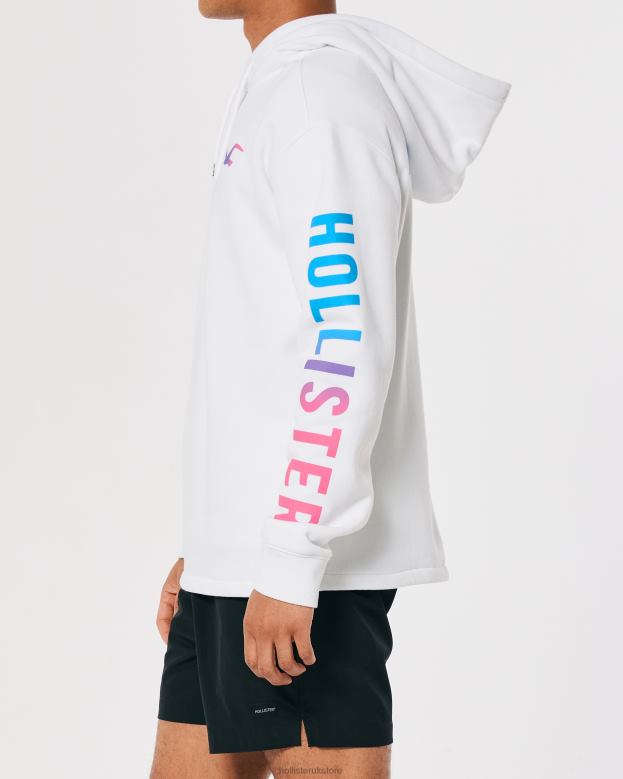 Tops Hollister Men Logo Graphic Hoodie 48820948 White