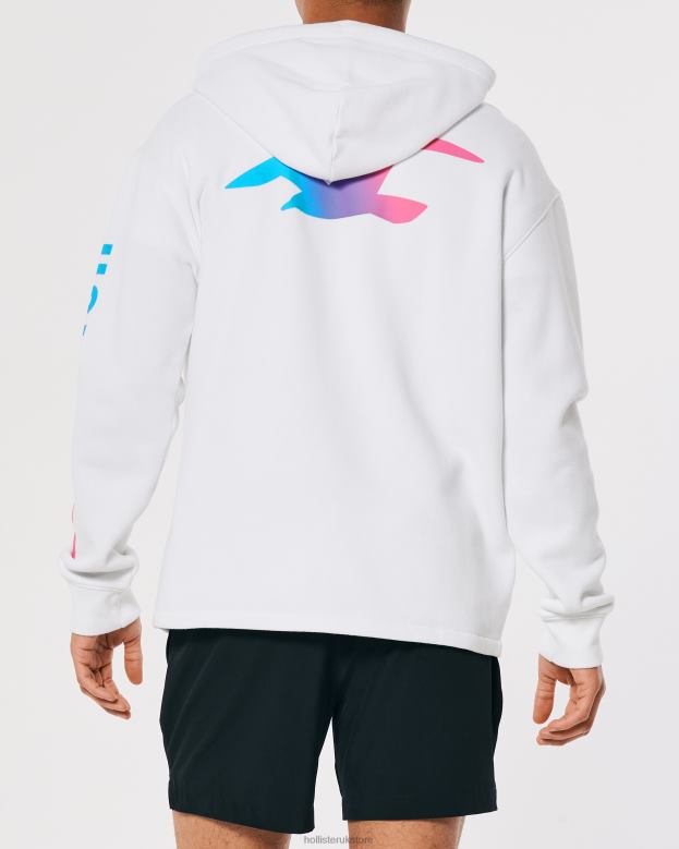 Tops Hollister Men Logo Graphic Hoodie 48820948 White