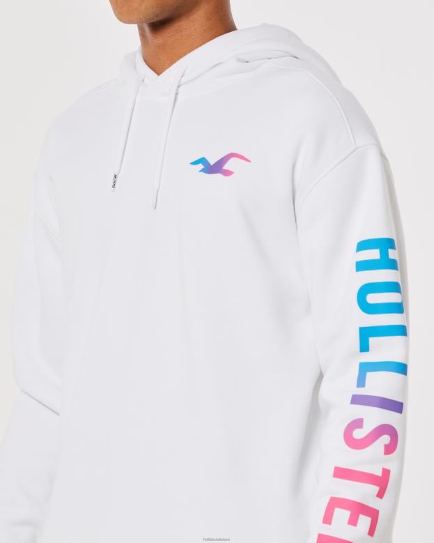 Tops Hollister Men Logo Graphic Hoodie 48820948 White