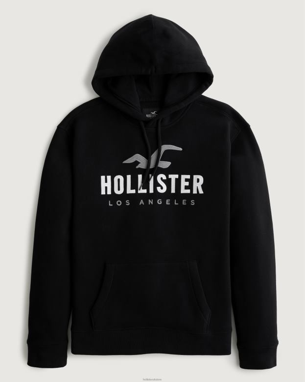 Tops Hollister Men Logo Graphic Hoodie 48820965 Black