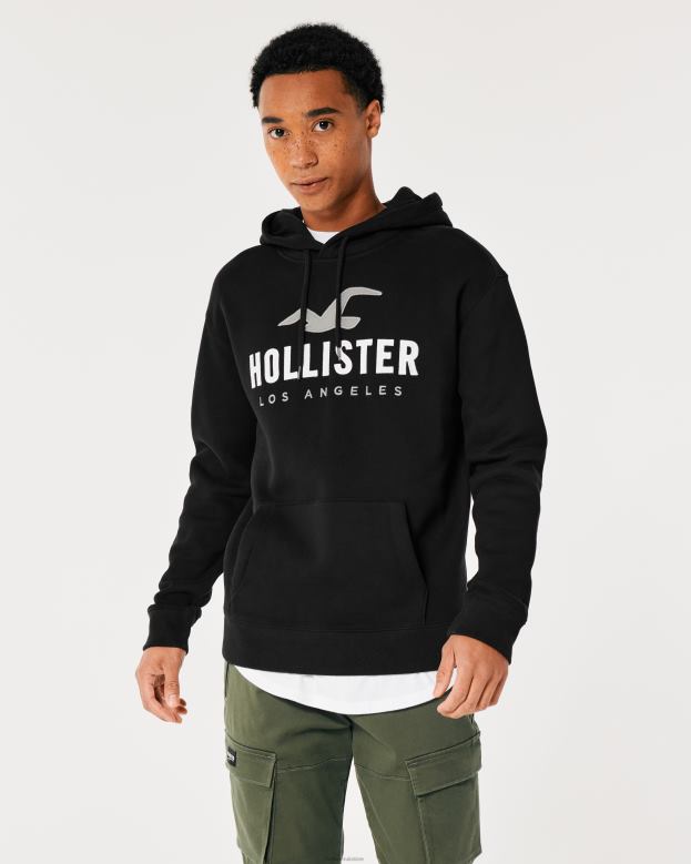 Tops Hollister Men Logo Graphic Hoodie 48820965 Black