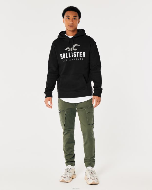 Tops Hollister Men Logo Graphic Hoodie 48820965 Black