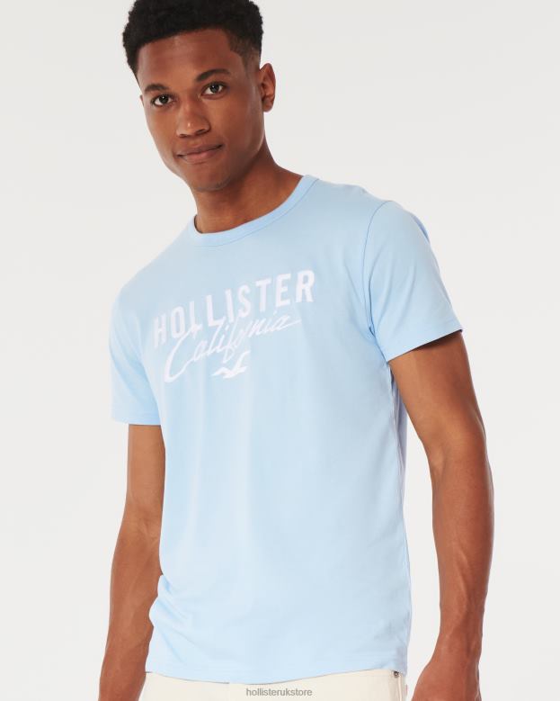 Tops Hollister Men Logo Graphic Tee 48820946 Light Blue