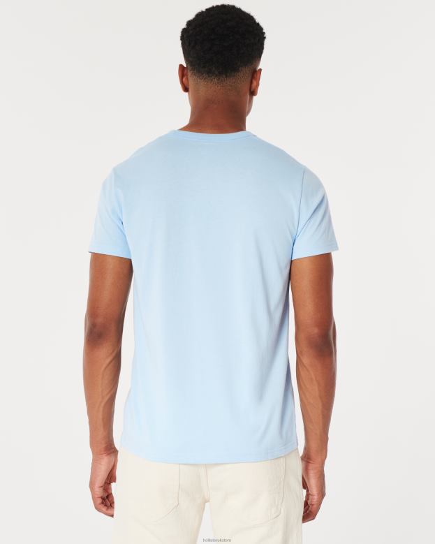 Tops Hollister Men Logo Graphic Tee 48820946 Light Blue