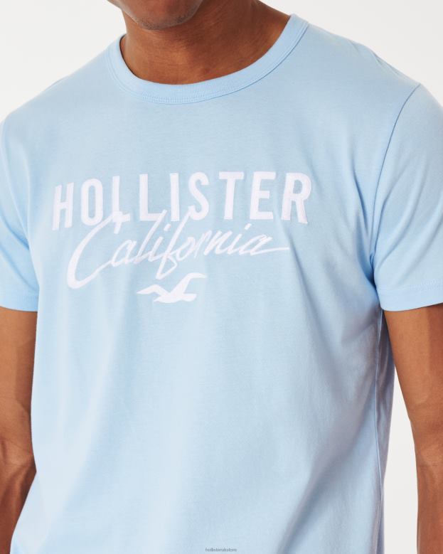 Tops Hollister Men Logo Graphic Tee 48820946 Light Blue