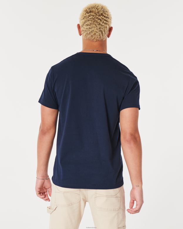 Tops Hollister Men Logo Graphic Tee 48820975 Navy