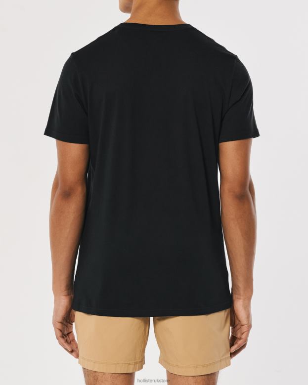 Tops Hollister Men Logo Icon Cotton V-Neck T-Shirt 488201061 Black