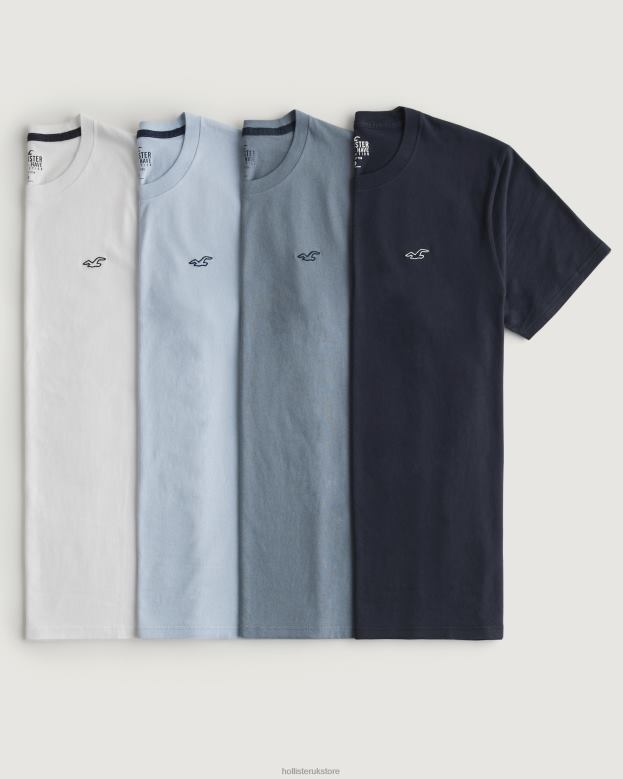 Tops Hollister Men Logo Icon Crew T-Shirt 4-Pack 488201090 Multi 4 Logo