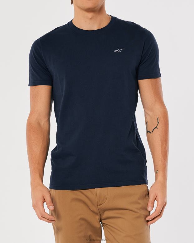 Tops Hollister Men Logo Icon Crew T-Shirt 48820794 Navy