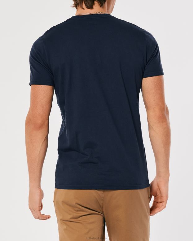Tops Hollister Men Logo Icon Crew T-Shirt 48820794 Navy