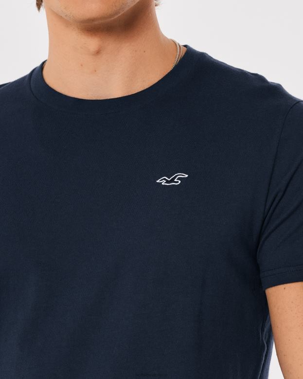 Tops Hollister Men Logo Icon Crew T-Shirt 48820794 Navy
