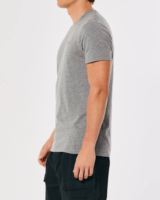 Tops Hollister Men Logo Icon Crew T-Shirt 48820798 Heather Grey