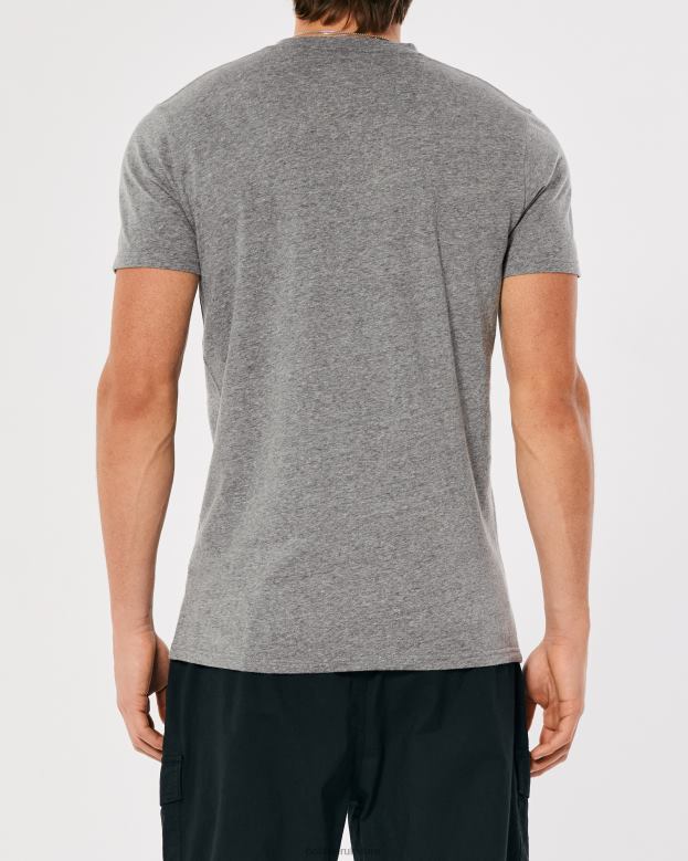 Tops Hollister Men Logo Icon Crew T-Shirt 48820798 Heather Grey