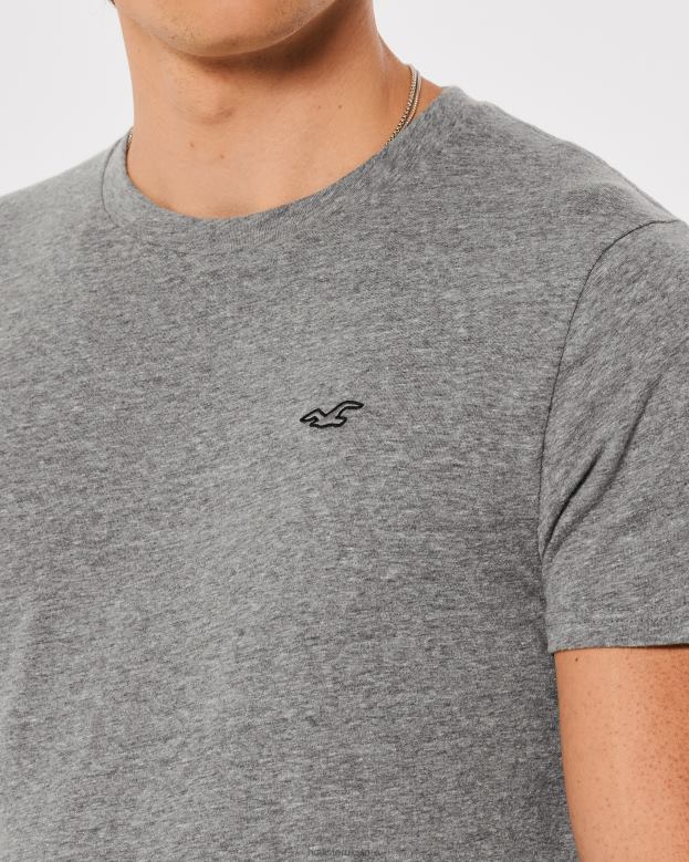 Tops Hollister Men Logo Icon Crew T-Shirt 48820798 Heather Grey