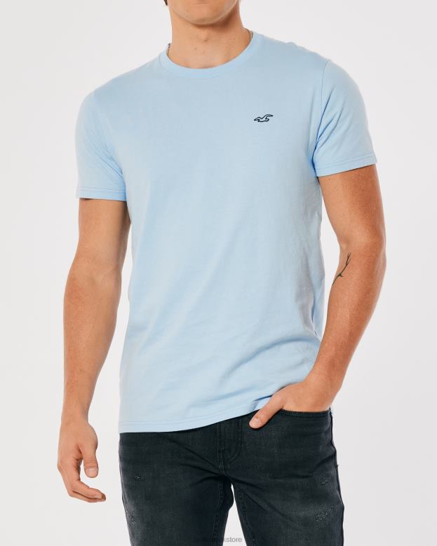 Tops Hollister Men Logo Icon Crew T-Shirt 48820799 Light Blue