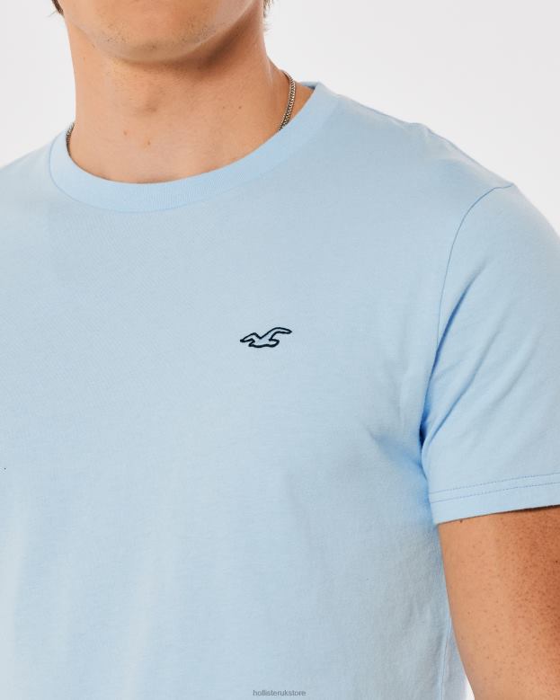 Tops Hollister Men Logo Icon Crew T-Shirt 48820799 Light Blue